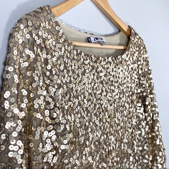 JENNIFER LOPEZ sequined 3/4 sleeve crop top XS - Picture 3 of 7
